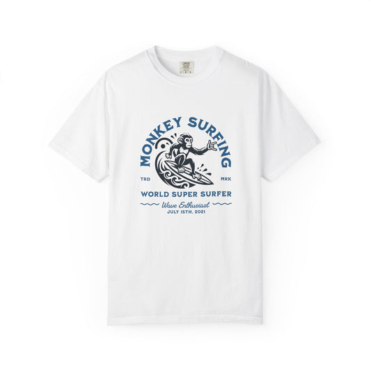Surfing Monkey Unisex T-Shirt, Fun Summer Tee, Eco-Friendly Gift, Beach Vibes, Adventure Shirt, Casual Everyday Wear
