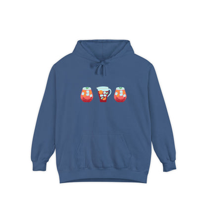 Sangria Time Garment-Dyed Hoodie for Cozy Celebrations, Unisex Christmas Hoodie, Holiday Gift, Comfortable Sweatshirt