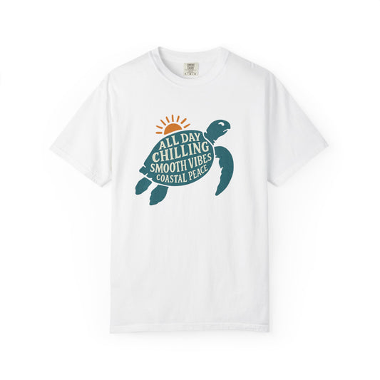Coastal Peace T-Shirt | All Day Chilling Tee, Beach Vibes, Unisex Garment-Dyed Shirt, Summer Fashion, Eco-Friendly Apparel