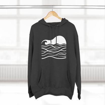 Atlantic Ocean Wave Fleece Hoodie - Cozy Surf-Inspired Sweatshirt, Beach Lover Gift, Winter Apparel, Casual Wear, Perfect for Surfing Trips!