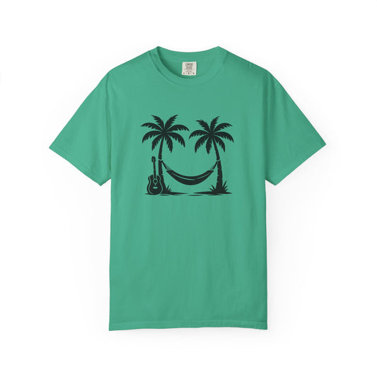 Tropical Vibes T-Shirt - Unisex Garment-Dyed Tee, Relaxing Beachwear, Cool Summer Style, Gift for Music Lovers, Vacation Outfit