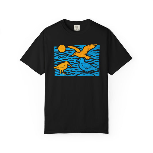 Vibrant Bird-Themed Tee: Unisex Garment-Dyed T-Shirt for Nature Lovers, Graphic Bird T-Shirt, Outdoor Adventure Wear, Unique