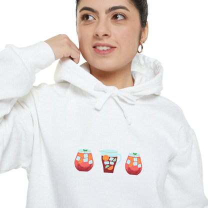 Sangria Vibes Hoodie - Chill Unisex Garment-Dyed Sweatshirt, Perfect for Parties, Festivals, Summer Celebrations, Drink Lovers, Cozy Apparel