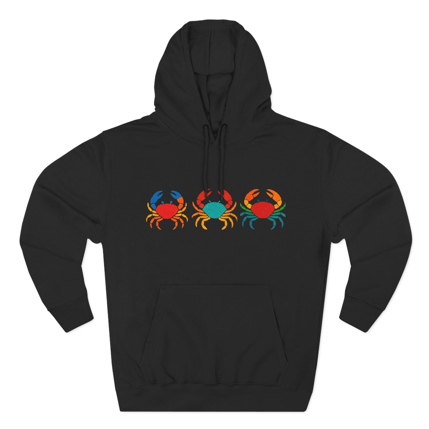 Vacation Crab Trio Pullover Hoodie — Colorful Coastal Graphic Hoodie