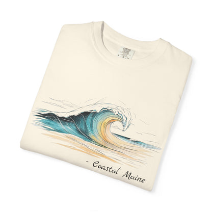 Coastal Maine Wave T-Shirt, 100% Ring-Spun Garment-Dyed Cotton