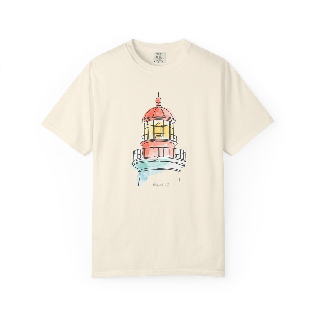 Lighthouse Watercolor Tee | Garment-Dyed Coastal Nautical Graphic