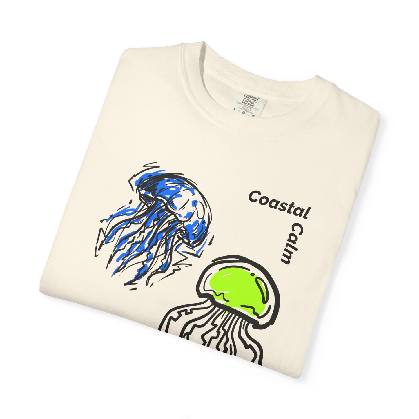 Coastal Calm Jellyfish Graphic T-Shirt, Summer Beach Fashion Cotton Tee