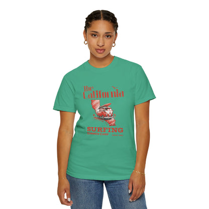 California Surf Camp Unisex T-Shirt, Summer Vibes Tee, Beach Lovers Gift, Men's and Women's Casual Wear, Retro Surfing Apparel