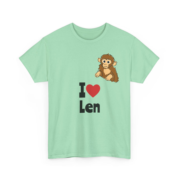 I  heart Len T-Shirt — Cute Monkey Graphic Tee for Fans &amp; Gifts