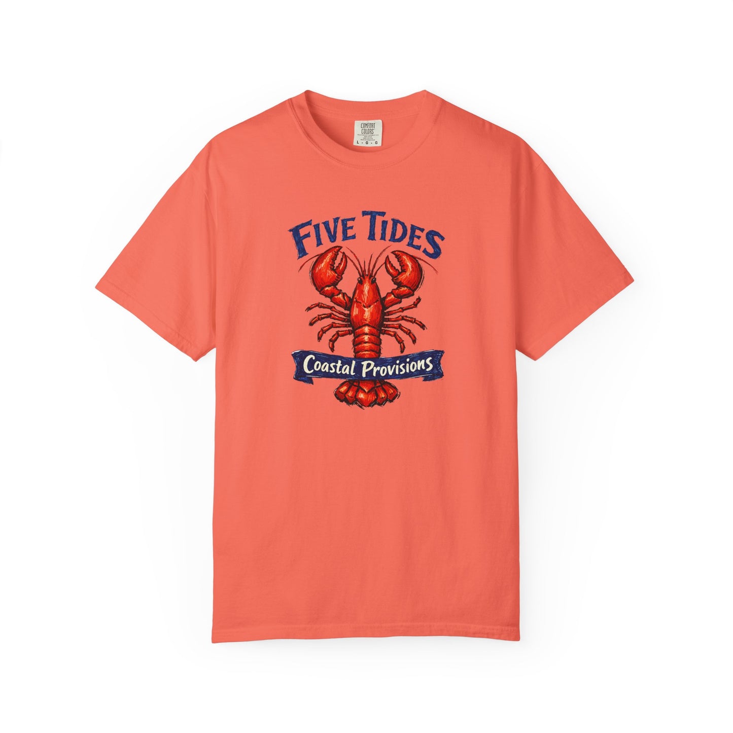 Lobster Coastal Provisions T-Shirt - Five Tides Seafood Graphic Cotton Tee