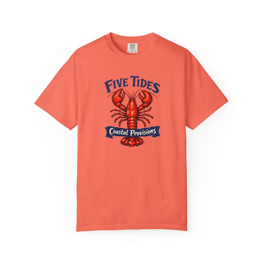 Lobster Coastal Provisions T-Shirt - Five Tides Seafood Graphic Cotton Tee