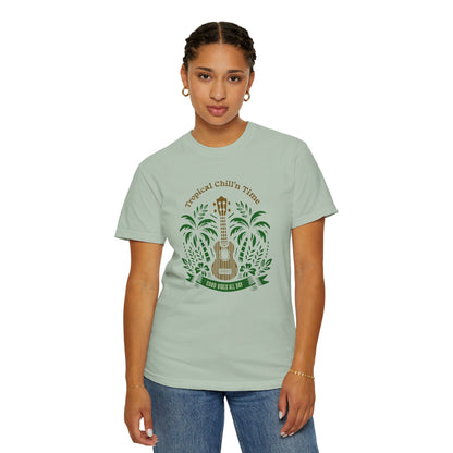Tropical Chill T-Shirt, Summer Vibes Tee, Music Lover Gift, Beach T-Shirt, Relaxation Shirt, Unisex Tee for Vacations