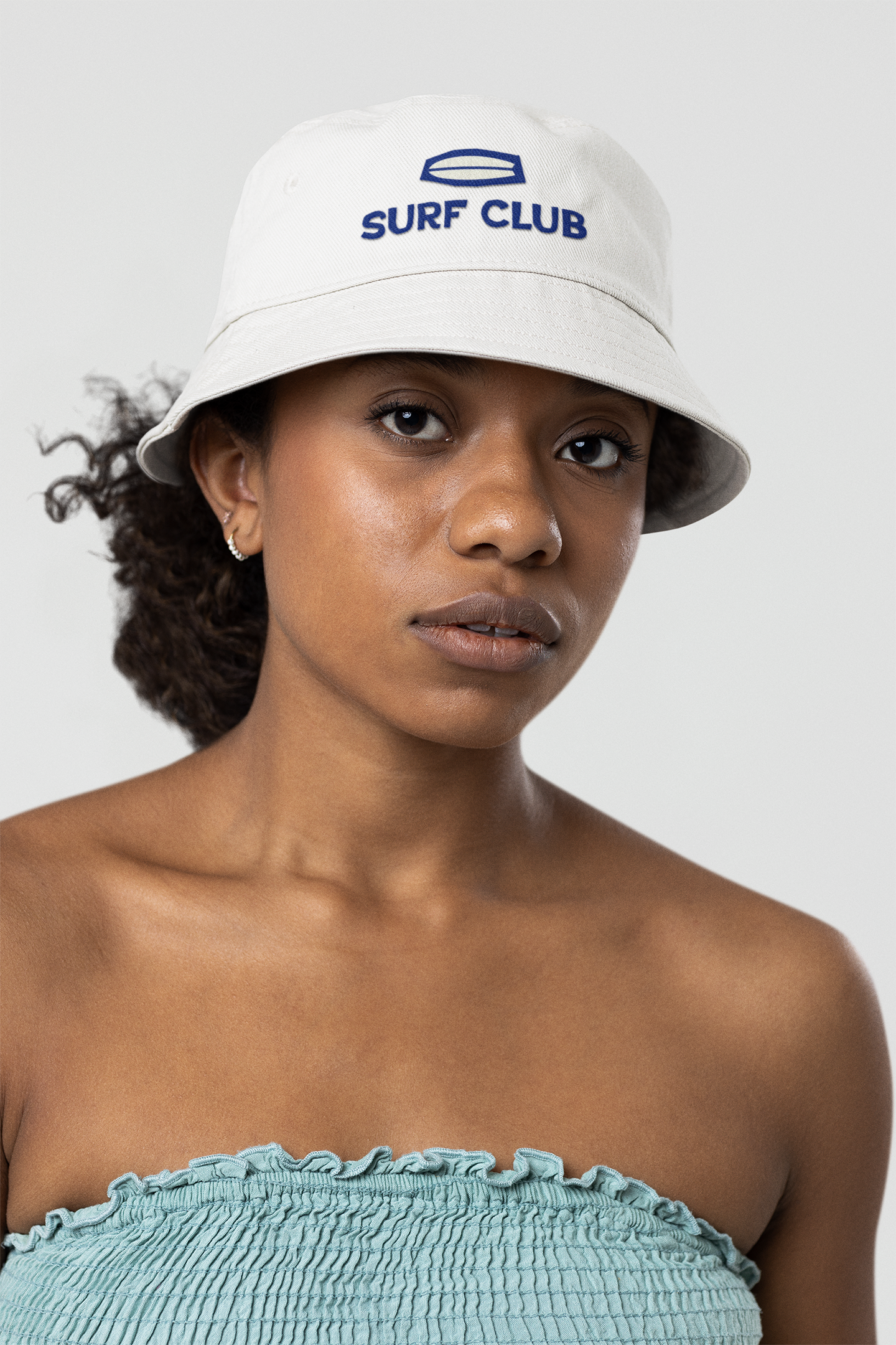 Surf Club Embroidered Bucket Hat — White Surf Vibe Summer Hat
