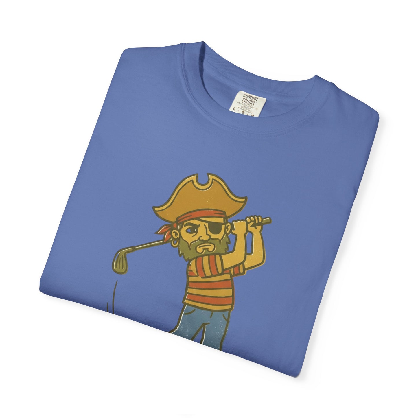 Golfing Pirate Swing And Miss Graphic T-Shirt - Funny Halloween Pirate Golf Player Tee