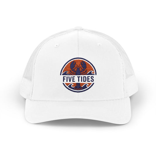 Five Tides Atlantic Lobster Logo Trucker Hat - Retro Summer Beach Snapback Cap