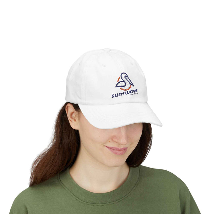 Sun + Wave Pelican Dad Cap - Embroidered Summer Beach Logo Baseball Hat