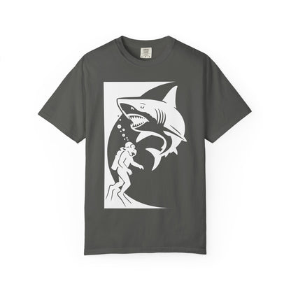 Garment-Dyed Shark T-Shirt - Comfy Everyday Tee for Casual Style, Gift, Vacation, Relaxed Fit, Layering Essential