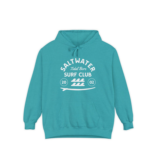 Saltwater Tidal Bore Surf Club Unisex Hoodie, Beachwear, Casual Style, Gift for Surfers, Coastal Living, Summer Vibes, Comfortable Layering