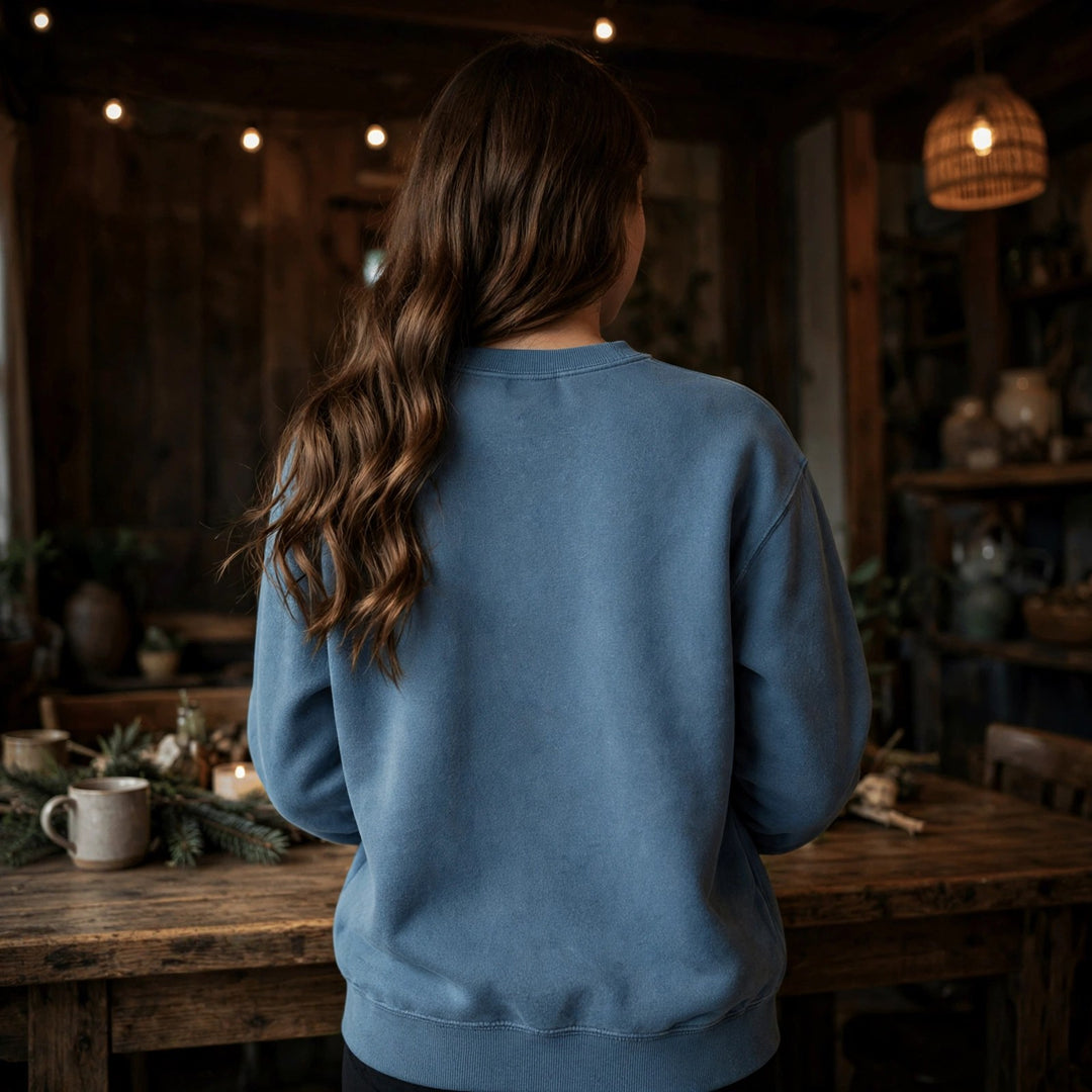 Bar Harbor Sweatshirt — in the Five Tides room, female back
