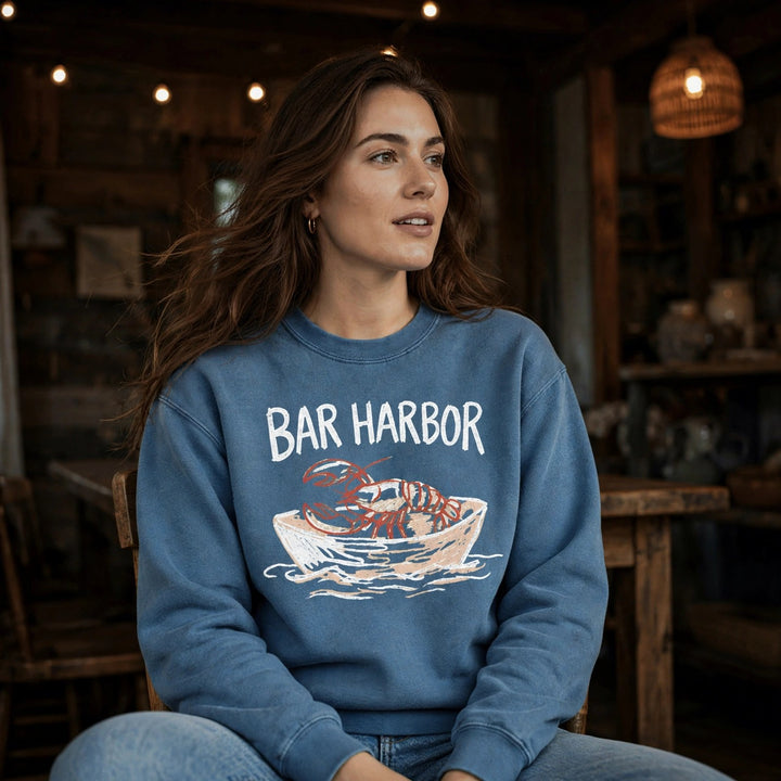 Bar Harbor Sweatshirt — in the Five Tides room, female front