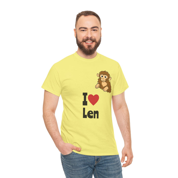 I  heart Len T-Shirt — Cute Monkey Graphic Tee for Fans &amp; Gifts