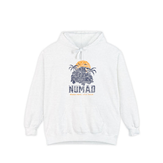 Nomad Vibes Unisex Garment-Dyed Hoodie, Casual Hoodie, Beach Hoodie, Travel Apparel, Summer Chillwear, Relaxed Style