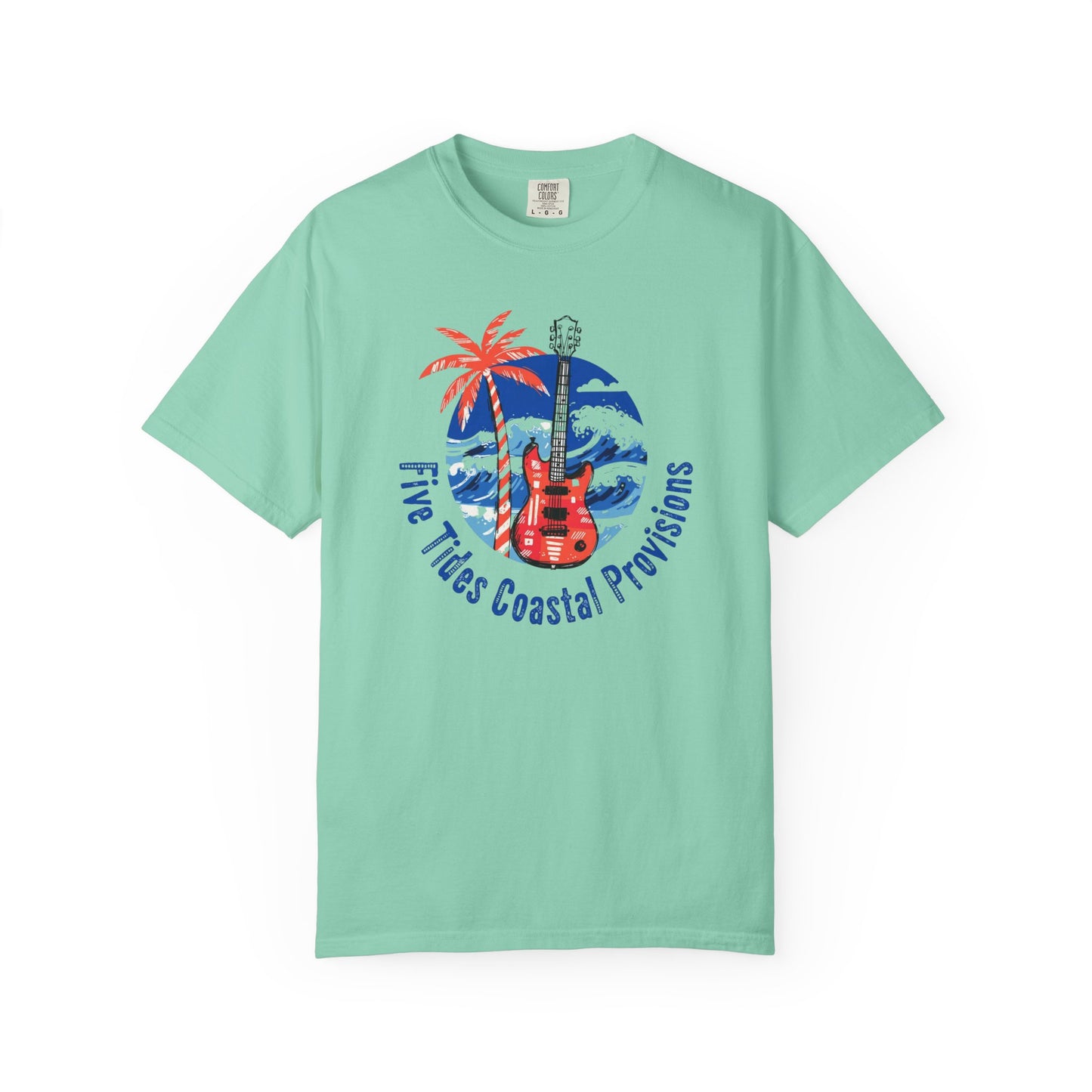 Coastal Guitar Custom Graphic T-Shirt - Five Tides Coastal Provisions Beach Surf Tee