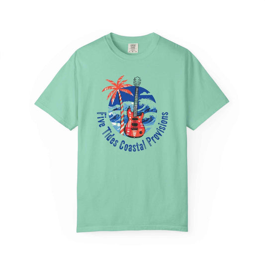 Coastal Guitar Custom Graphic T-Shirt - Five Tides Coastal Provisions Beach Surf Tee