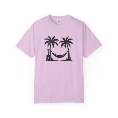 Tropical Vibes T-Shirt - Unisex Garment-Dyed Tee, Relaxing Beachwear, Cool Summer Style, Gift for Music Lovers, Vacation Outfit