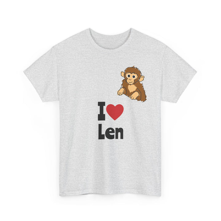 I  heart Len T-Shirt — Cute Monkey Graphic Tee for Fans &amp; Gifts