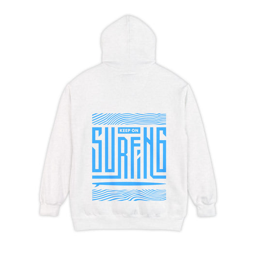 Keep Surfing- Cozy Unisex Garment-Dyed Hoodie - Casual Wear for Beach Lovers, Perfect Gift for Surfers, Summer & Coastal Adventures
