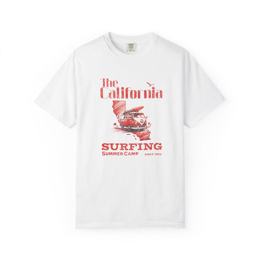 California Surf Camp Unisex T-Shirt, Summer Vibes Tee, Beach Lovers Gift, Men's and Women's Casual Wear, Retro Surfing Apparel