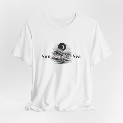 Sun Sand Sea Unisex Casual Summer Tee Shirt, Beachwear, Gift for Travelers, Vacation Outfit, Relaxed Style, Trending Store, Cool T-Shirt