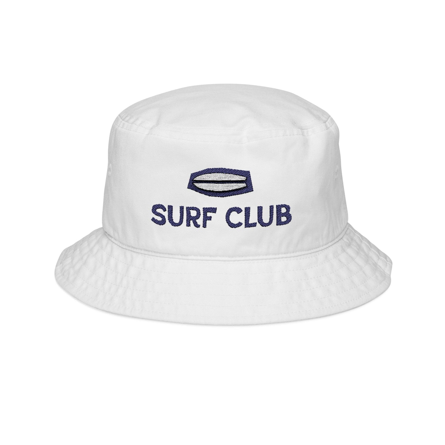 Surf Club Embroidered Bucket Hat — White Surf Vibe Summer Hat