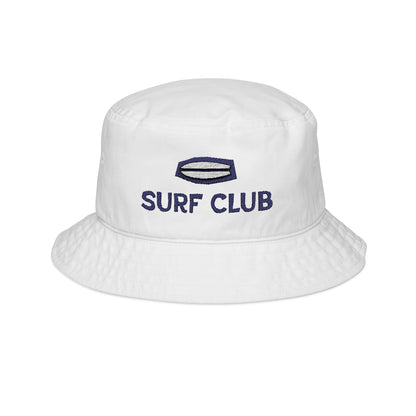 Surf Club Embroidered Bucket Hat — White Surf Vibe Summer Hat