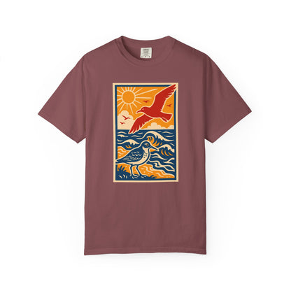Ocean Breeze Garment-Dyed Graphic T-shirt, Unisex Beach Tee, Summer Vibes Shirt, Gift for Nature Lovers, Casual Outdoor Apparel