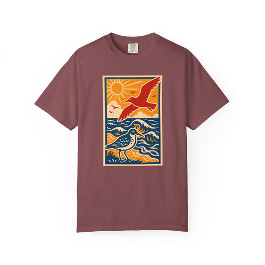 Ocean Breeze Garment-Dyed Graphic T-shirt, Unisex Beach Tee, Summer Vibes Shirt, Gift for Nature Lovers, Casual Outdoor Apparel