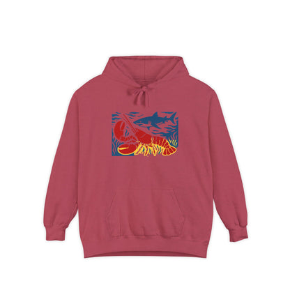 Ocean Life Garment-Dyed Hoodie, Beachwear, Casual Style, Gift for Nature Lovers, Eco-Friendly Apparel, Fishing Enthusiast Sweatshirt