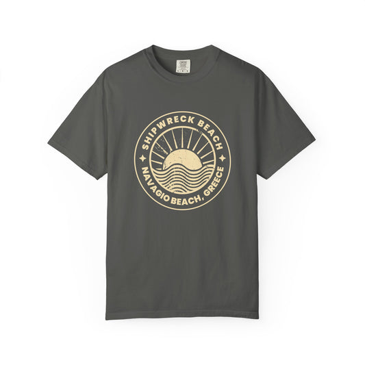 Shipwrecked Garment-Dyed T-Shirt with Retro Beach Design, Casual Beachwear, Gift for Travelers, Summer Vibes, Easygoing Style