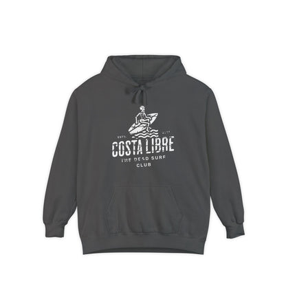 Costa Libre  Surf Club Hoodie, Unisex Garment-Dyed Sweatshirt, Casual Beachwear, Gift for Surfers, Relaxed Fit Hoodie
