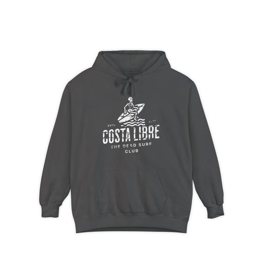 Costa Libre  Surf Club Hoodie, Unisex Garment-Dyed Sweatshirt, Casual Beachwear, Gift for Surfers, Relaxed Fit Hoodie