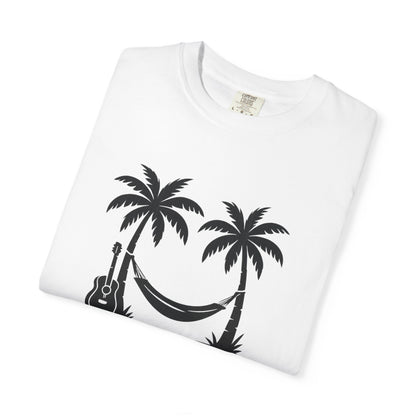 Tropical Vibes T-Shirt - Unisex Garment-Dyed Tee, Relaxing Beachwear, Cool Summer Style, Gift for Music Lovers, Vacation Outfit