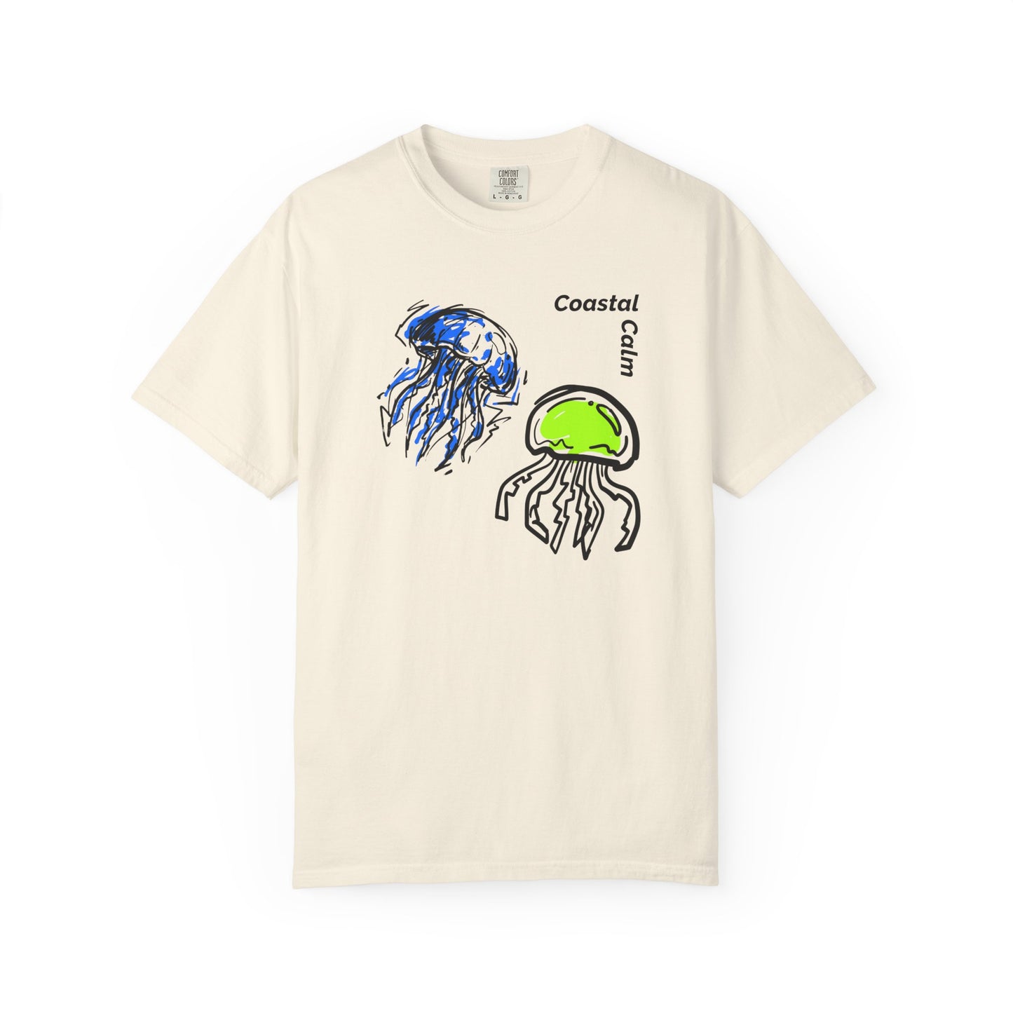 Coastal Calm Jellyfish Graphic T-Shirt, Summer Beach Fashion Cotton Tee