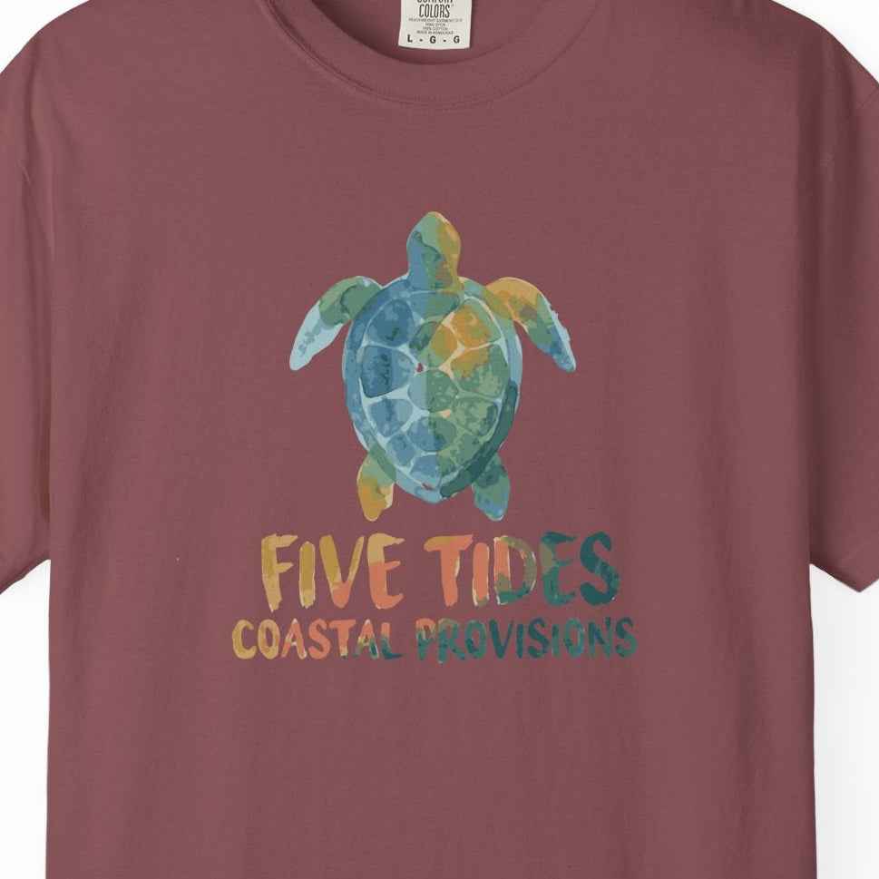 Sea Turtle Coastal Custom Graphic T-Shirt - Five Tides Vintage Beach Tee