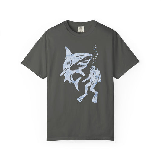 Shark Encounter Unisex T-Shirt | Cool Graphic Tee, Ocean Lover Gift, Beachwear, Summer Fashion, Scuba Diving Apparel