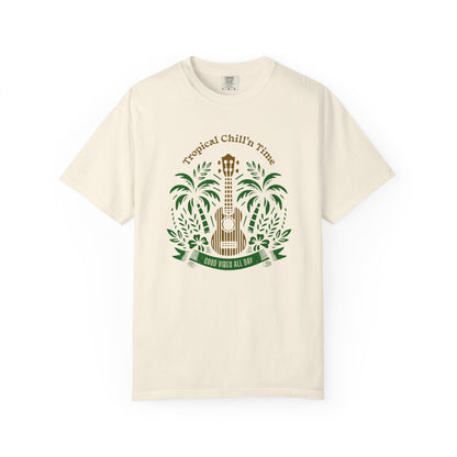 Tropical Chill T-Shirt, Summer Vibes Tee, Music Lover Gift, Beach T-Shirt, Relaxation Shirt, Unisex Tee for Vacations