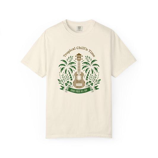 Tropical Chill T-Shirt, Summer Vibes Tee, Music Lover Gift, Beach T-Shirt, Relaxation Shirt, Unisex Tee for Vacations