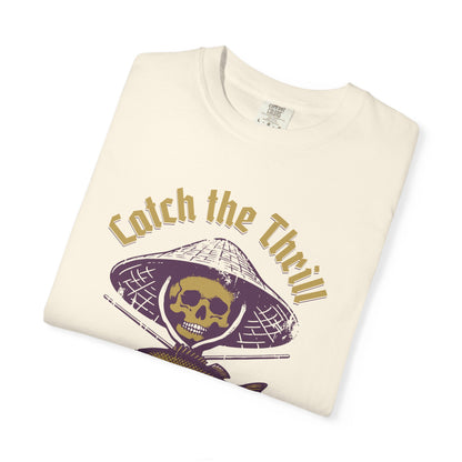 Catch the Thrill T-Shirt, Mens Fishing Tee, Skull Design Shirt, Outdoor Adventure Apparel, Gift for Anglers