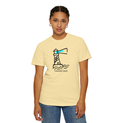 Coastal Calm Lighthouse Graphic T-Shirt, Summer Beach Style Unisex Cotton Tee