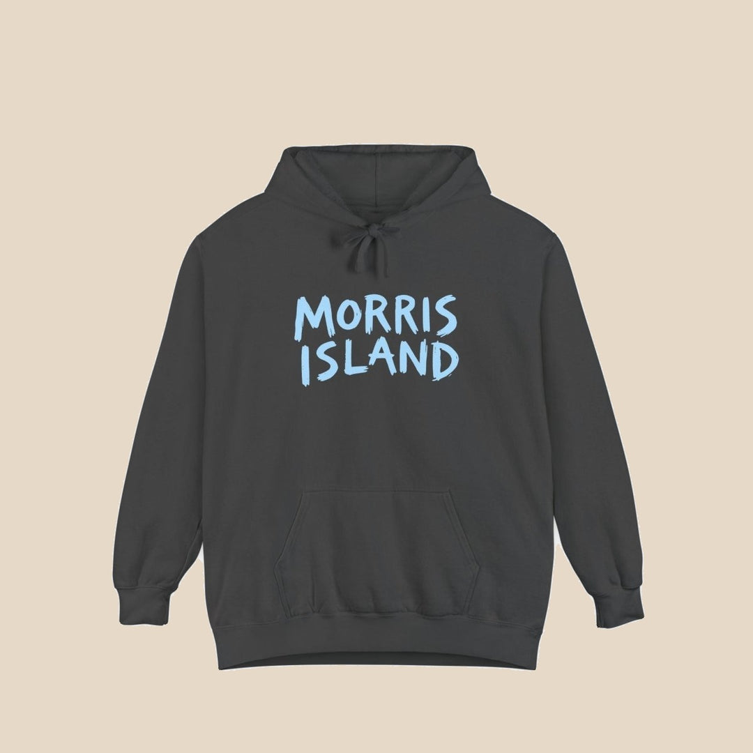 Morris Island coastal pepper hoodie front flat lay — coastal graphic pullover by Five Tides Apparel